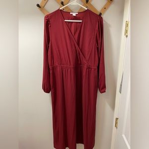 Red Midi Dress 3/4 Sleeve